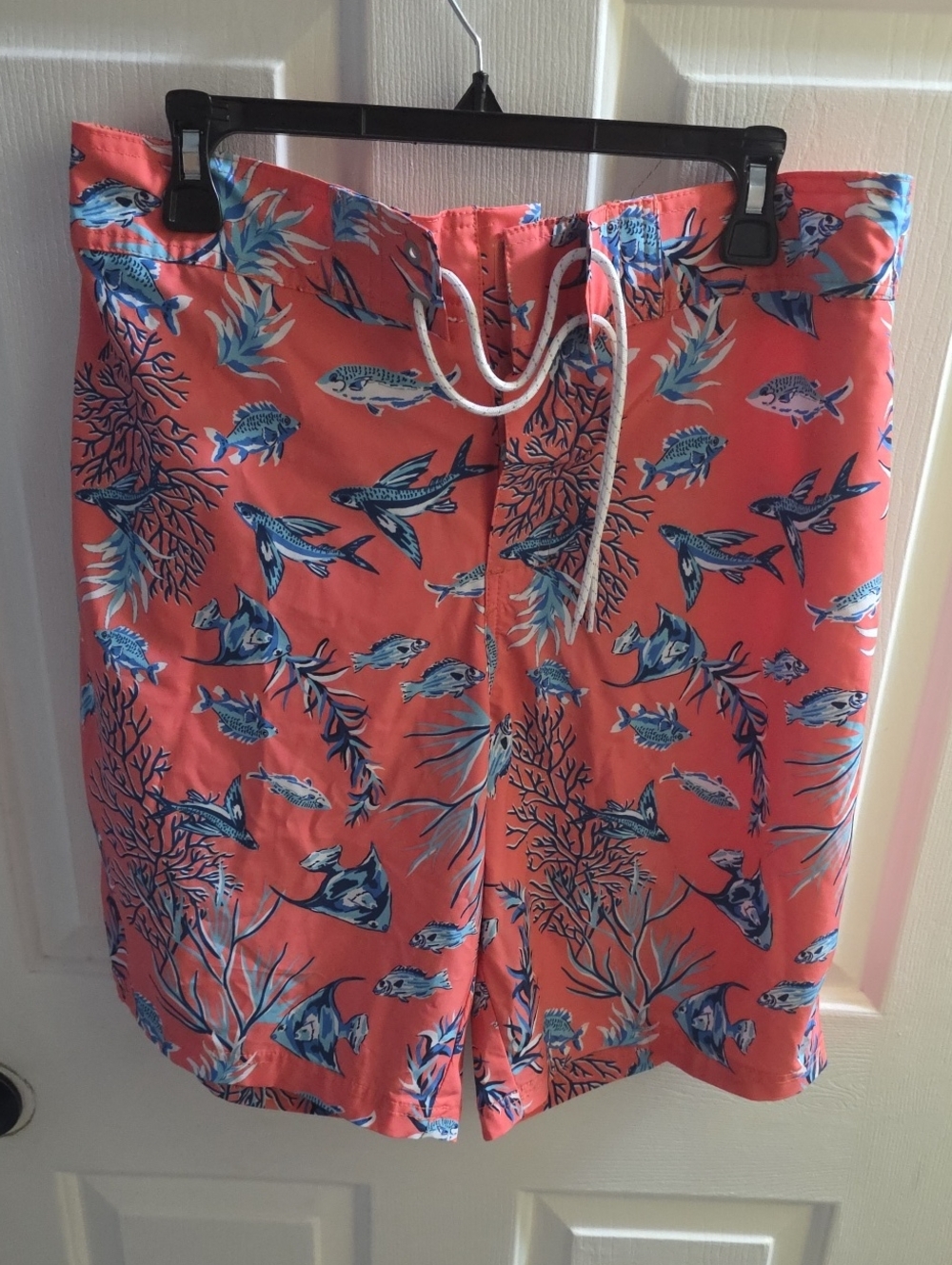 Men's Coral Blue Tropical Swim Trunks
